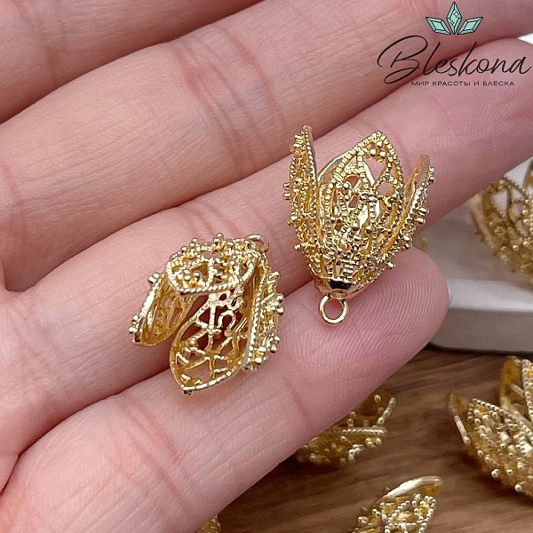 19,5*13 мм Цвет золото, Концевик с узором