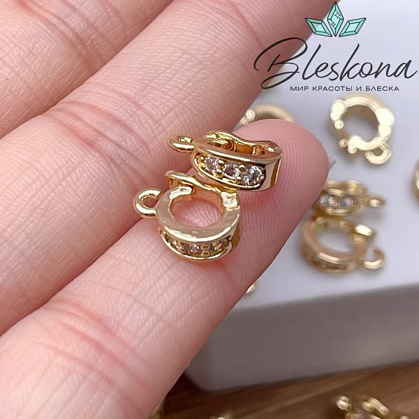 11,5*3,3 мм Цвет золото, Бейл съемный овал цирконы 