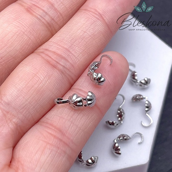 10,5*5 мм Цвет серебро, Каллоты цветочек уп. 10 шт.
