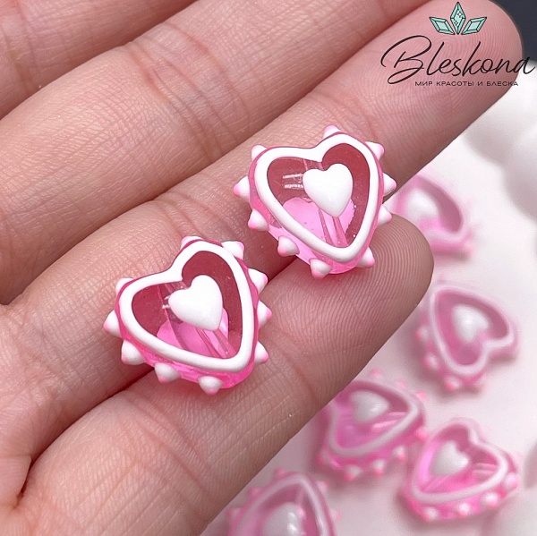 15*16 мм Бусина сердце розовое