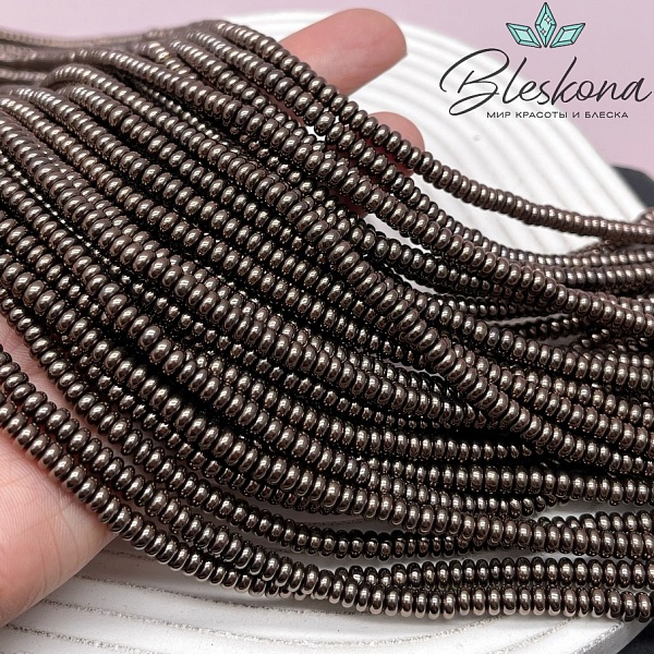 4*2 мм Гематин имитация, цвет коричневый №1 (шоколадный), диски