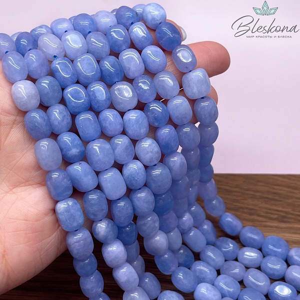  Кварц тонированный синий галтовка 10*8 мм