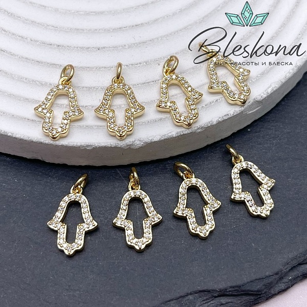 16,5*11 мм Цвет золото, Подвеска Рука Фатимы цирконы