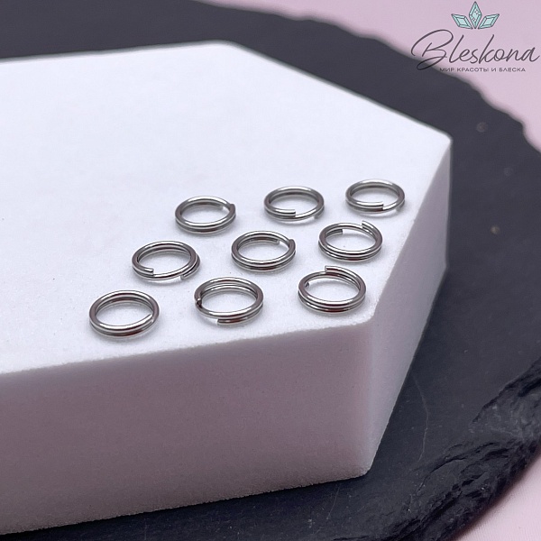 7*1,5 мм Цвет серебро, Колечки двойные уп. 1 гр