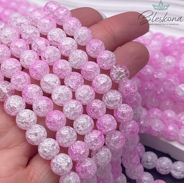 Кварц снежный фуксия №1 (имитация) 8 мм