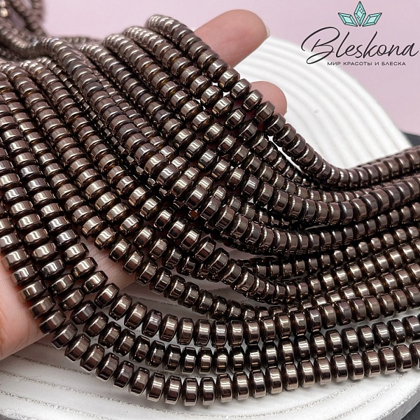 6*4 мм Гематин рондель №1, цвет коричневый №1 (шоколадный)