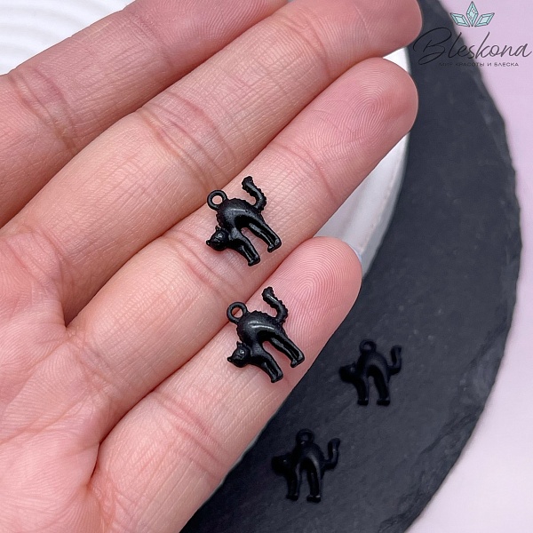 12 мм Цвет черный, Подвеска кошка 