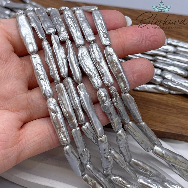 Жемчуг Майорка цвет светло - серый 6*23 мм