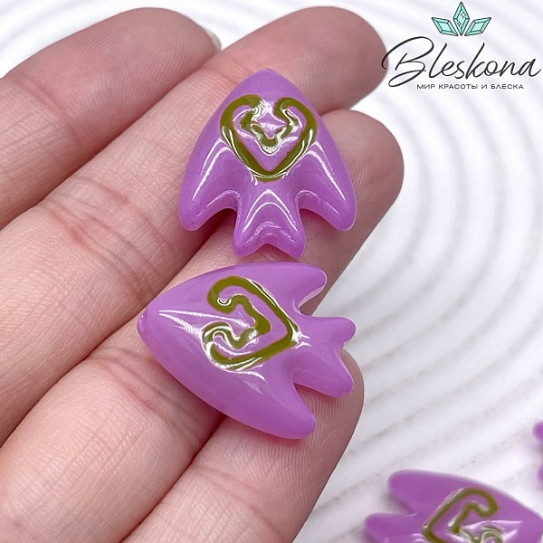 19,5*22 мм Бусина Рыбка фиолетовая