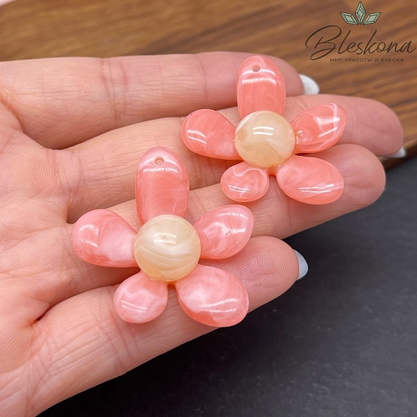 36*30 мм Подвеска цветок цвет розовый 