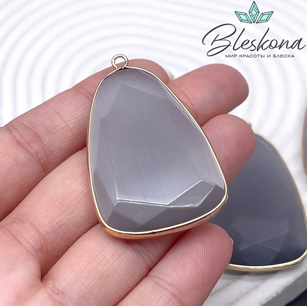 55*35 мм Цвет золото, Подвеска Кошачий глаз (имитация)