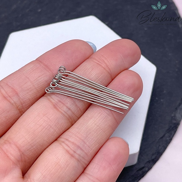 3,5 см*0,6 мм Цвет серебро, Пины петелька жесткие уп. 10 шт. 