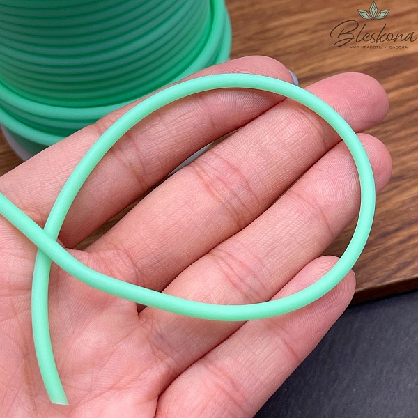 Каучуковый полый шнур, Цвет зеленый 3 мм
