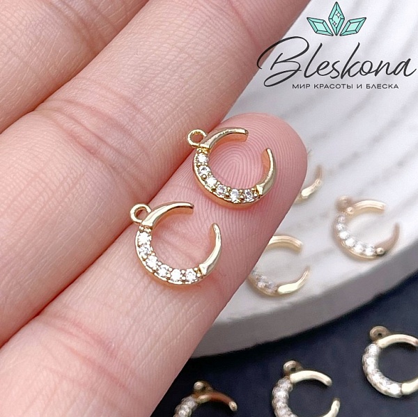 10*8,5 мм Цвет золото, Подвеска полумесяц с цирконами