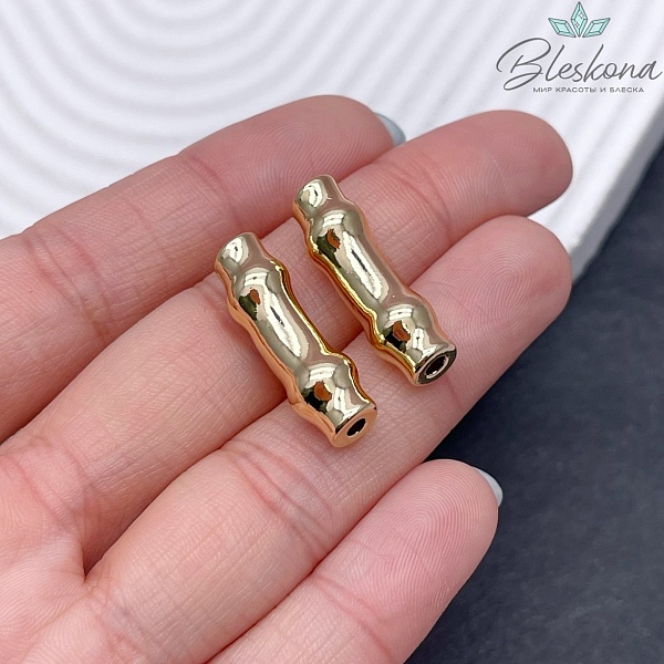 24*7,5 мм Цвет золото, Бусина трубочка бамбук