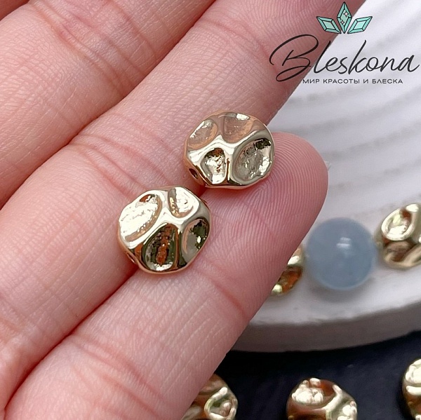 10*9,5 мм Цвет золото, Бусина фактурная плоская фриформ 