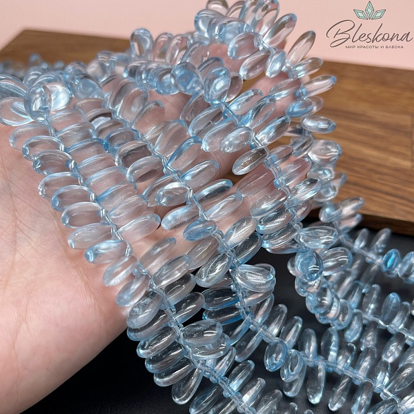 7,5*13,5 мм Стекло Lux, капля, цвет голубой прозрачный