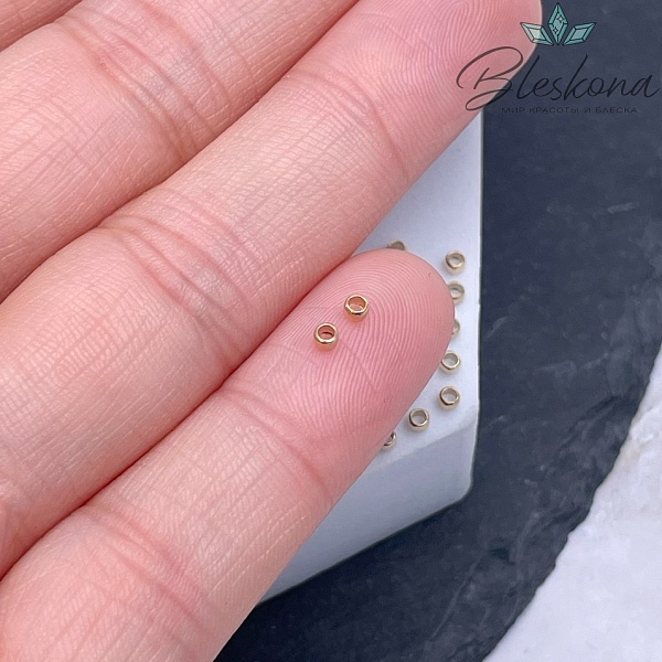 2 мм Цвет золото, Кримпы (зажимные бусины) уп. 10 шт.