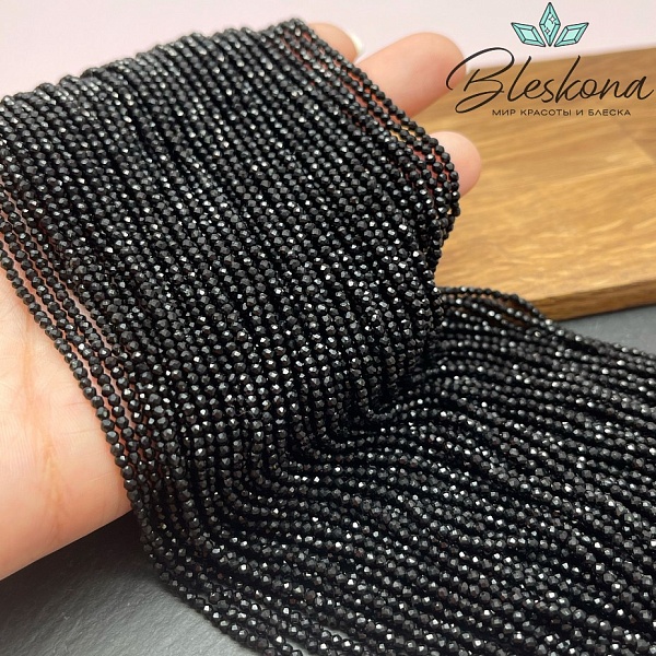 2 мм Бусины стекло черное алмазная огранка