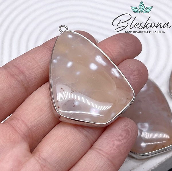 56*38 мм Цвет серебро, Подвеска фриформ Агат №1
