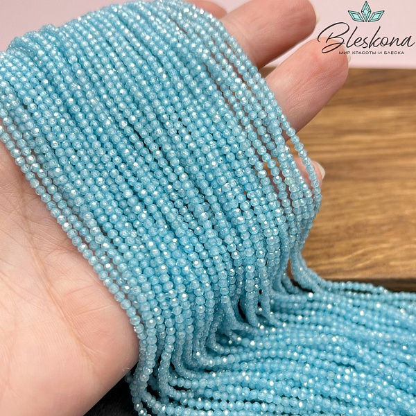 Циркон Glow ярко-голубой огранка 2 мм (кубический цирконий, фианит) 