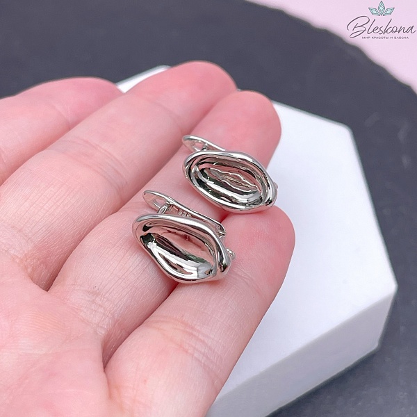 16*10 мм Цвет серебро, Швензы Овал фриформ Люкс