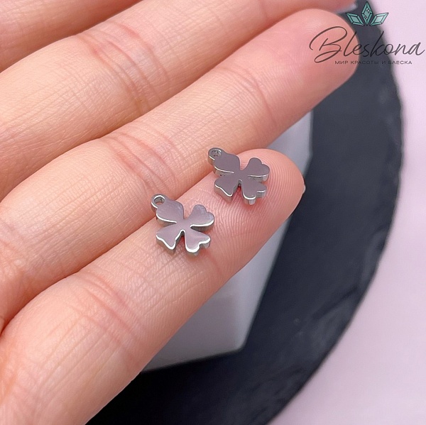 10,3*7,6 мм Цвет серебро, Подвеска Клевер 