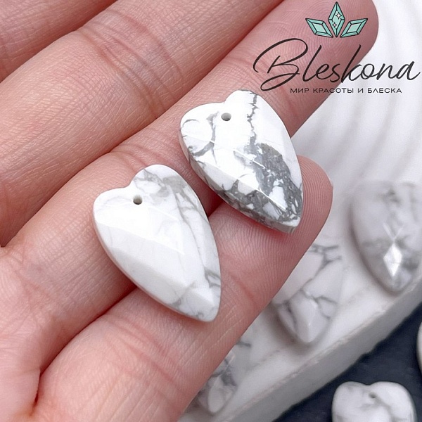 20*12 мм,Подвеска Сердце Магнезит алмазная огранка