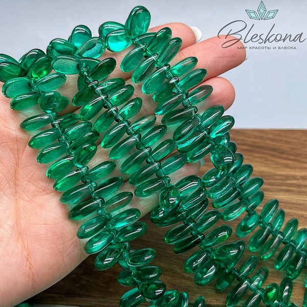 7,5*13,5 мм Стекло Lux, капля, цвет зеленый 