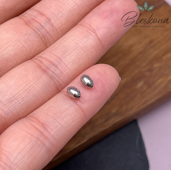 5*3 мм Бусина Рис, Цвет серебро уп.10 шт