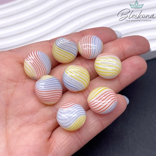 16 мм Бусина таблетка стекло микс №2, отверстие поперек