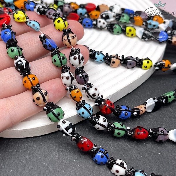 11*9 мм Бусина божья коровка микс