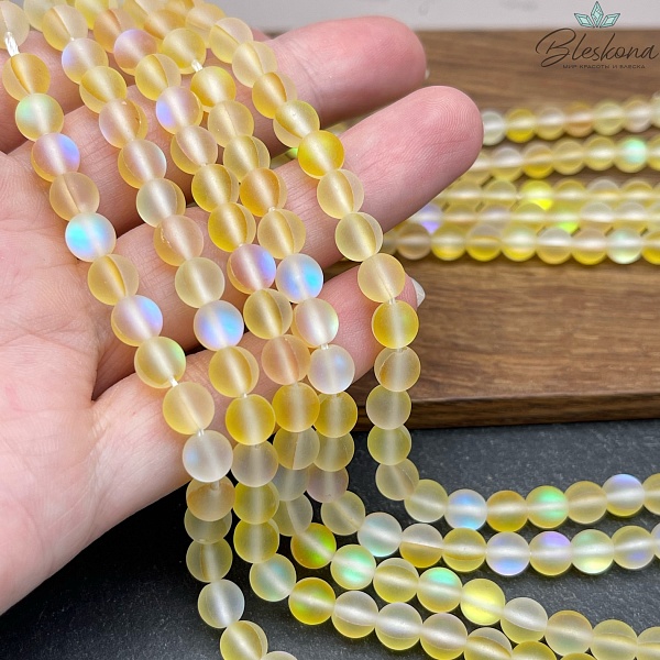 Опал желтый матовый, имитация 6 мм