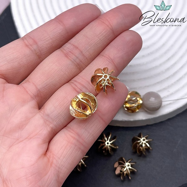 11*13 мм Цвет золото, Бусина волнообразные грани