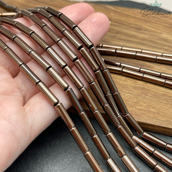 13*4 мм Гематин имитация, цвет коричневый трубочки  (шоколадный)