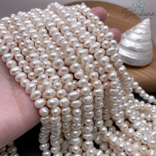Жемчуг натуральный белый 7-7,5 мм