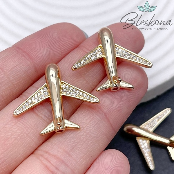 22*26 мм Цвет золото, Бусина Самолет