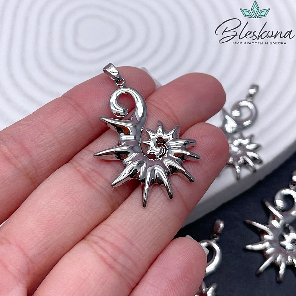 34,5*25,5 мм Цвет серебро, Подвеска ракушка улитка 