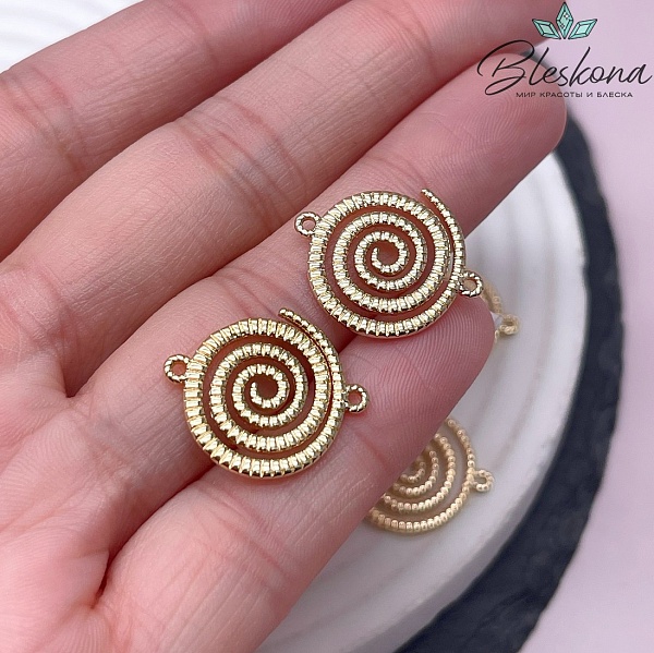 20*17 мм Цвет золото, Коннектор спираль фактурная