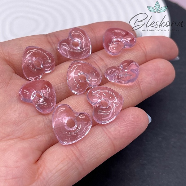 14*15 мм Подвеска сердце прозрачно- розовое