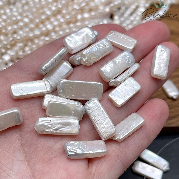 Жемчуг Барокко белый прямоугольник штучно ~ (15-18)*(7-8) мм 