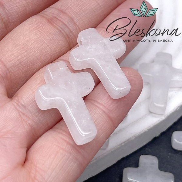 Подвеска крест Горный хрусталь 25*18 мм