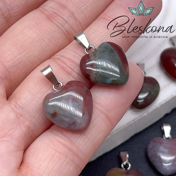 16*15 мм Цвет серебро, Подвеска Сердце Агат индийский