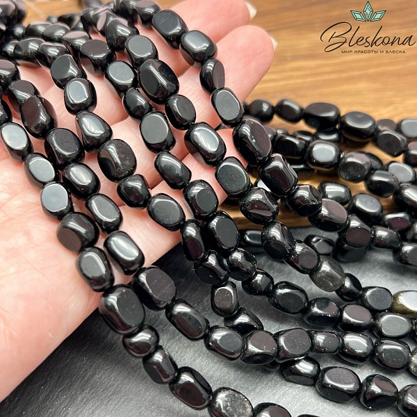 Обсидиан черный галтовка 8-9 мм