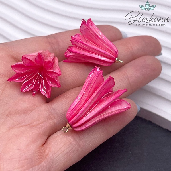 28-33 мм Подвеска Колокольчик в эпоксидной смоле ярко- розовый