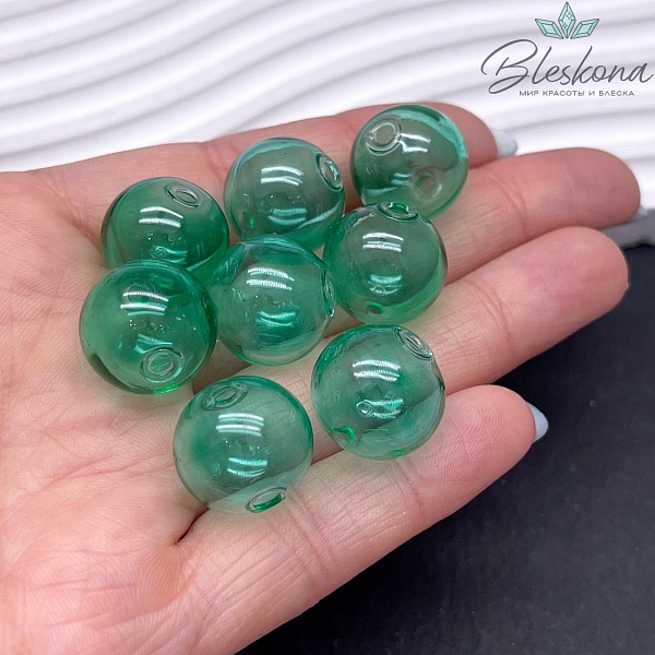16 мм Бусина шар стекло зеленое