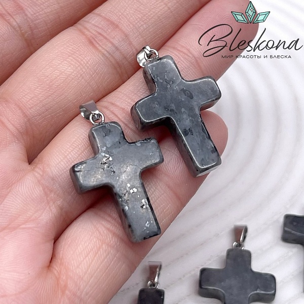 Подвеска крест Лабрадор, цвет серебро 28*18 мм