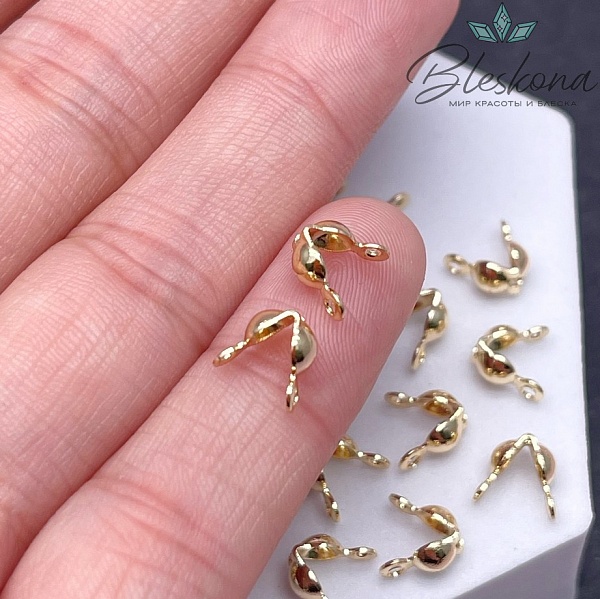 7,5*4 мм Цвет золото, Каллоты двойное кольцо Люкс уп. 20 шт.