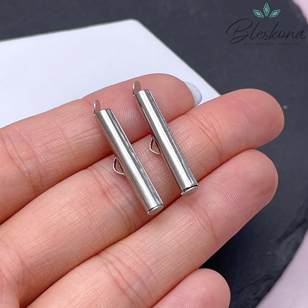 24*4 мм, Цвет серебро, Зажим-слайдер (концевик)