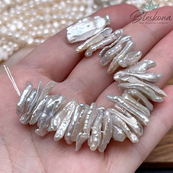 Жемчуг белый Бива №1 сет 9 см (14-20)*(6-10) мм